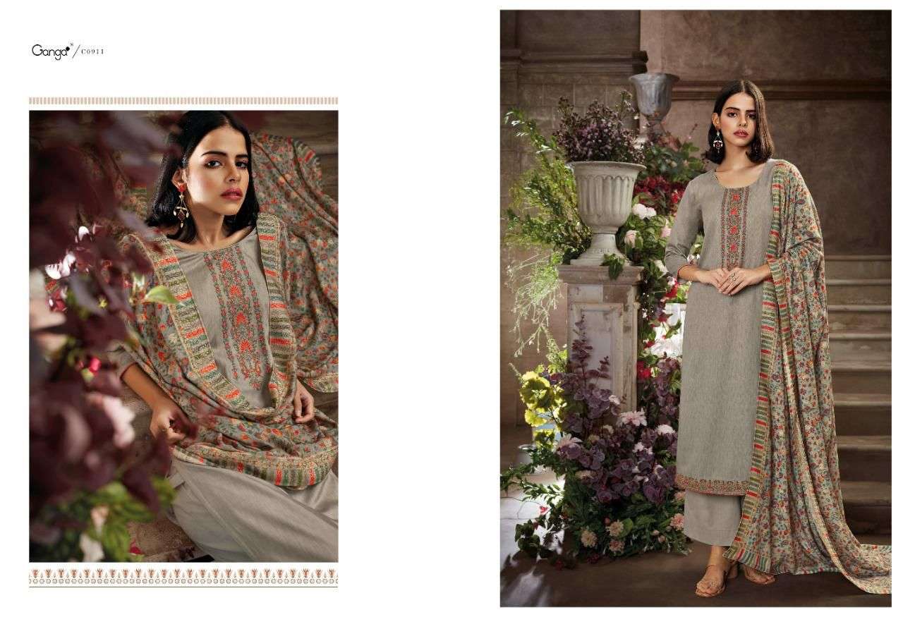 ganga by muannas series 00911 - 00917 cotton designer salwar kameez wholesaler surat 