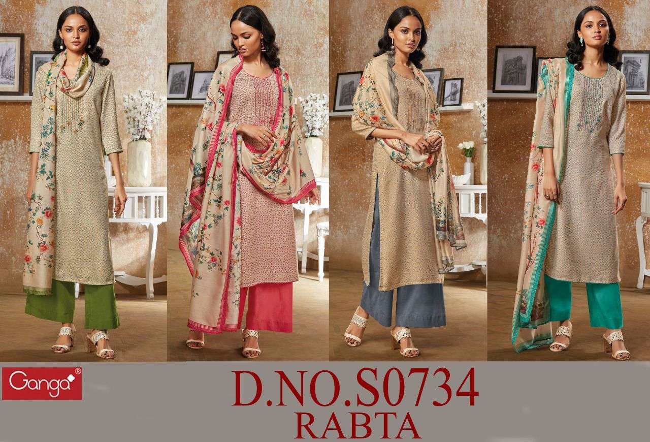 ganga present rabta design no 734 premium cotton satin designer collection online wholesaler surat 