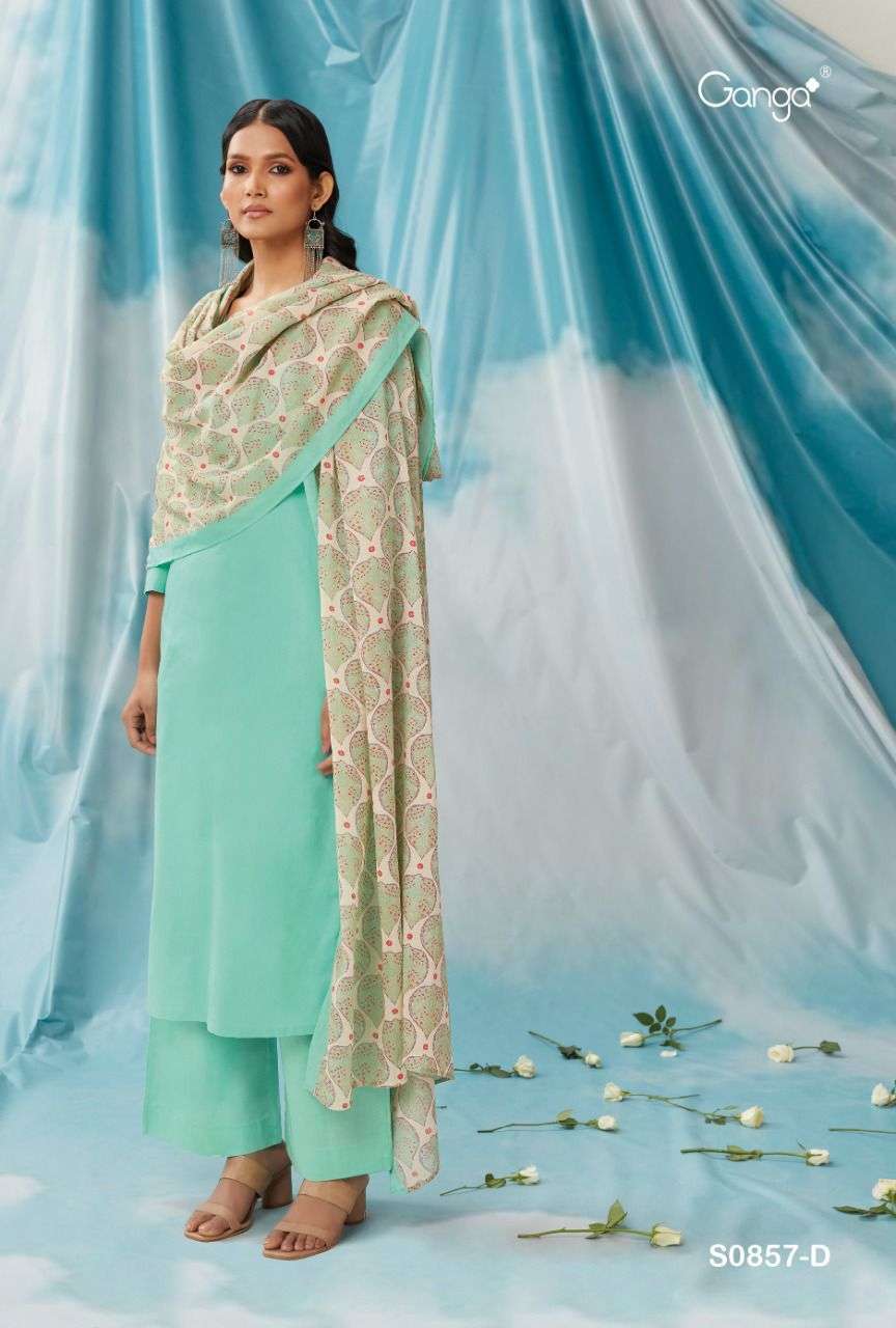 ganga saanvi 857 cotton satin designer indian cataloge salwar kameez wholesaler surat  