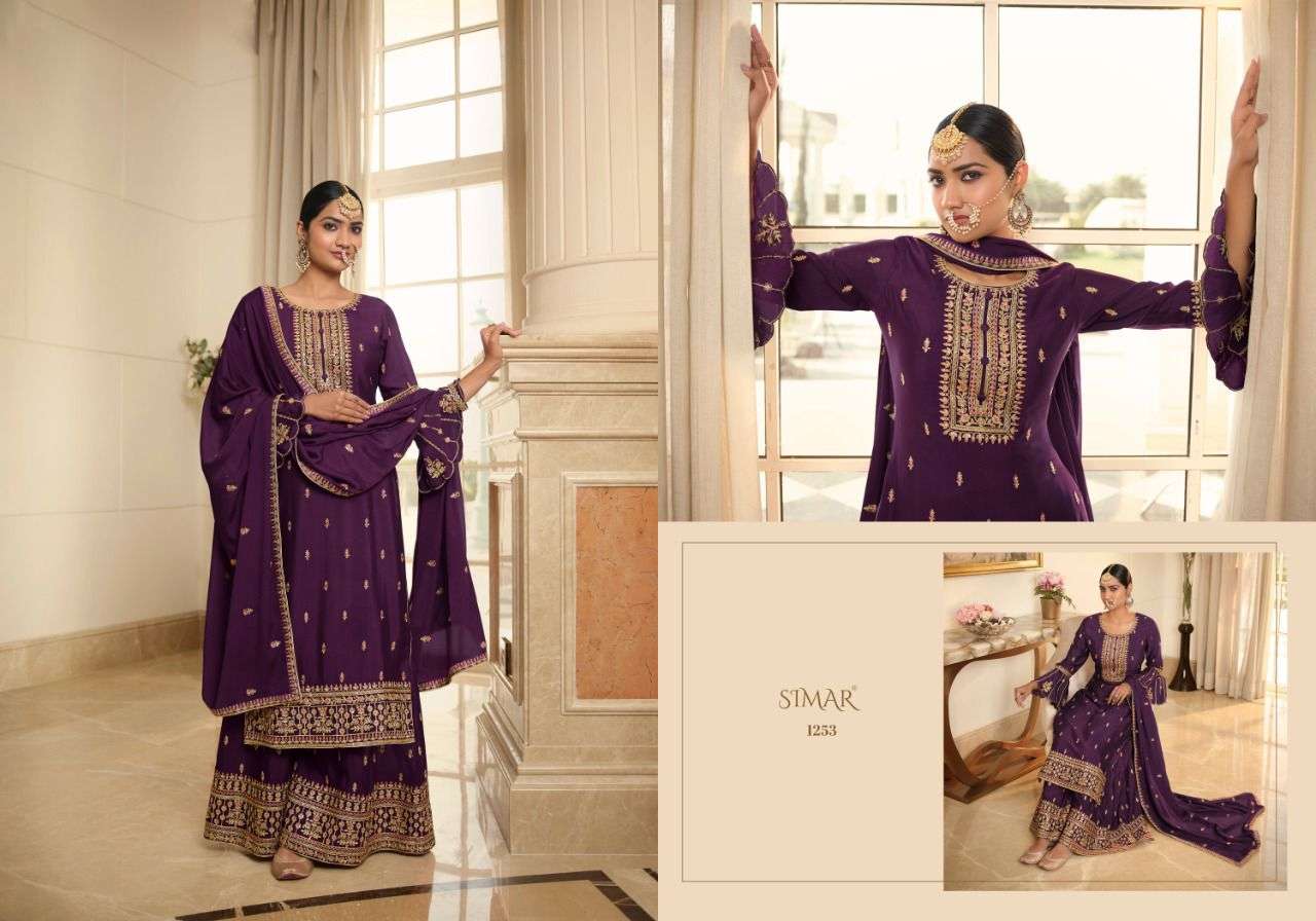 glossy simar sahana 1251-1254 series party wear sharara suits collection surat