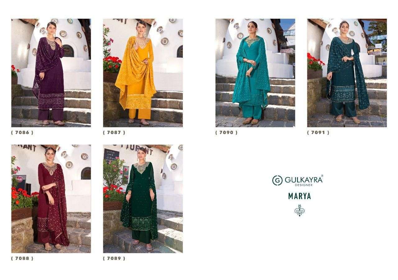 gulkarya  by marya series 7086-7091 real georgette designer salwar kameez wholesaler surat 