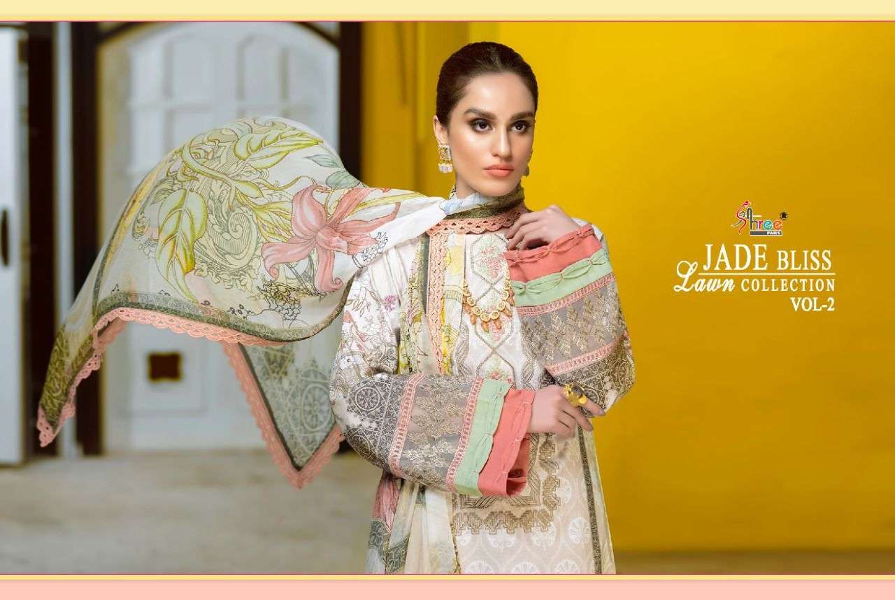 jade bliss lawn collection vol 2 by shree fabs cotton dupatta salwar kameez collections surat