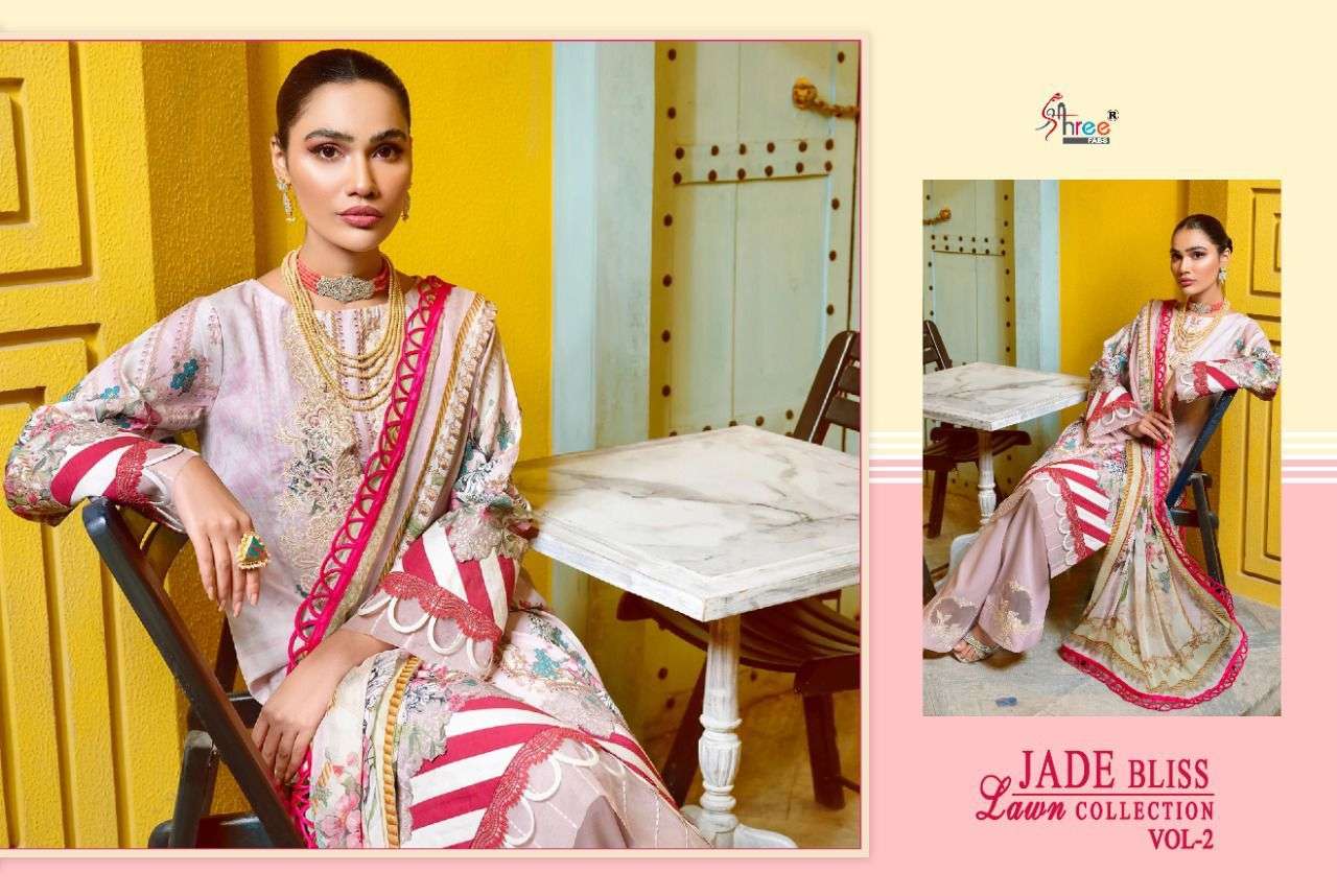 jade bliss lawn collection vol 2 by shree fabs cotton dupatta salwar kameez collections surat