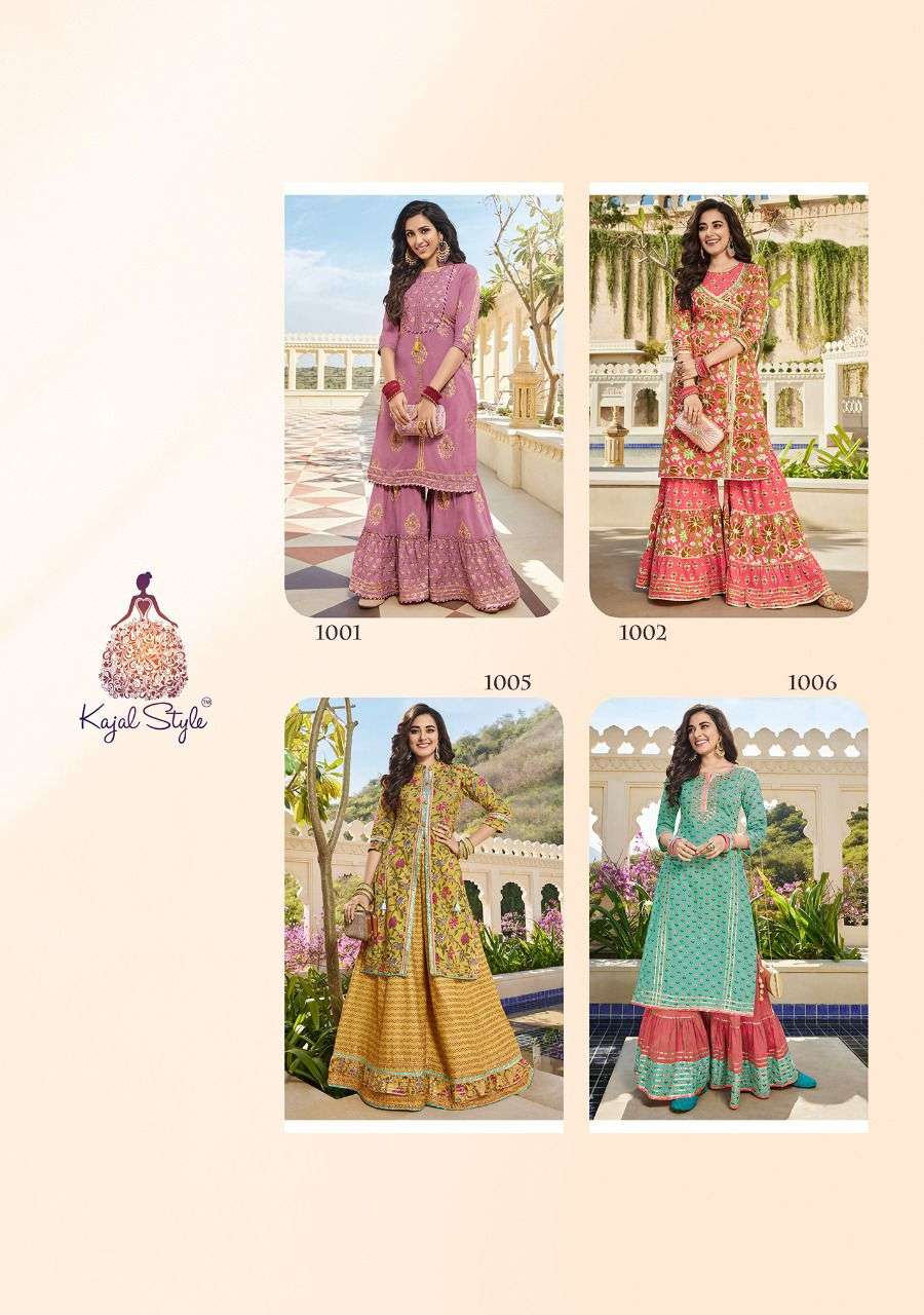 kajal style eliza vol 1 cotton designer kurti with sharara style wholesaler online surat 
