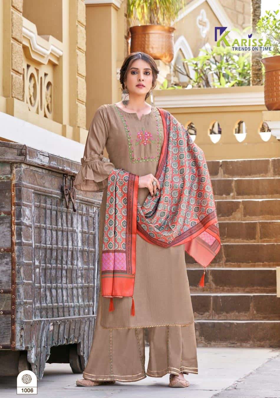 karissa by shrivalli  series 1001 - 1006 designer dola silk ready made salwar kameez sharara set online seller surat  