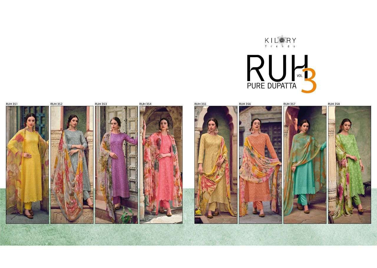 kilory trends ruh vol 3 351-358 series pure dupatta salwar kameez wholesale price surat