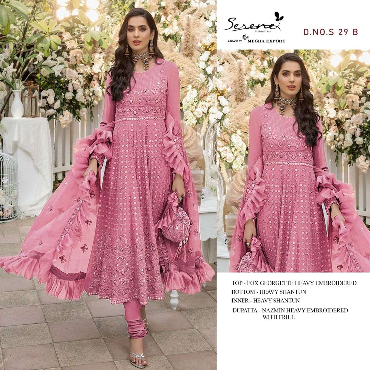 megha exports serene ethena series s 29 designer georgette pakistani party waer salwar kameez online wholesaler surat 