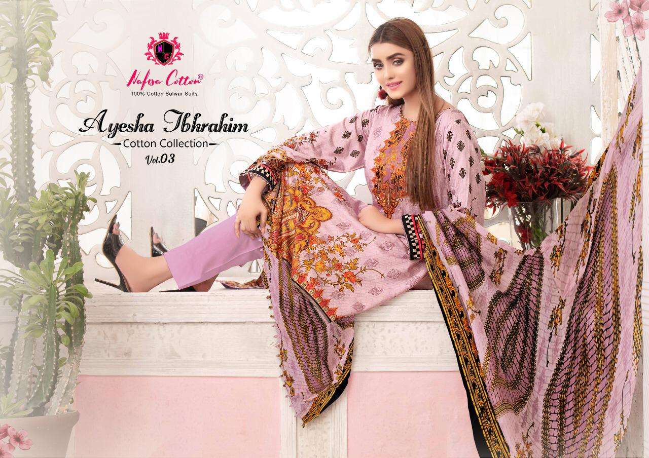 nafisa cotton ayesha ibrahim cotton collection vol 3 pakistani suits catalogue surat