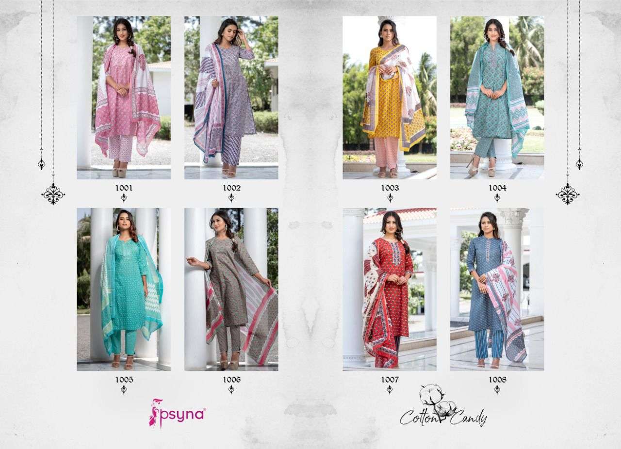 psyna vy cotton candy series 1001 - 1008 cottan cambric designer ready made salwar kameez wholesaler surat 