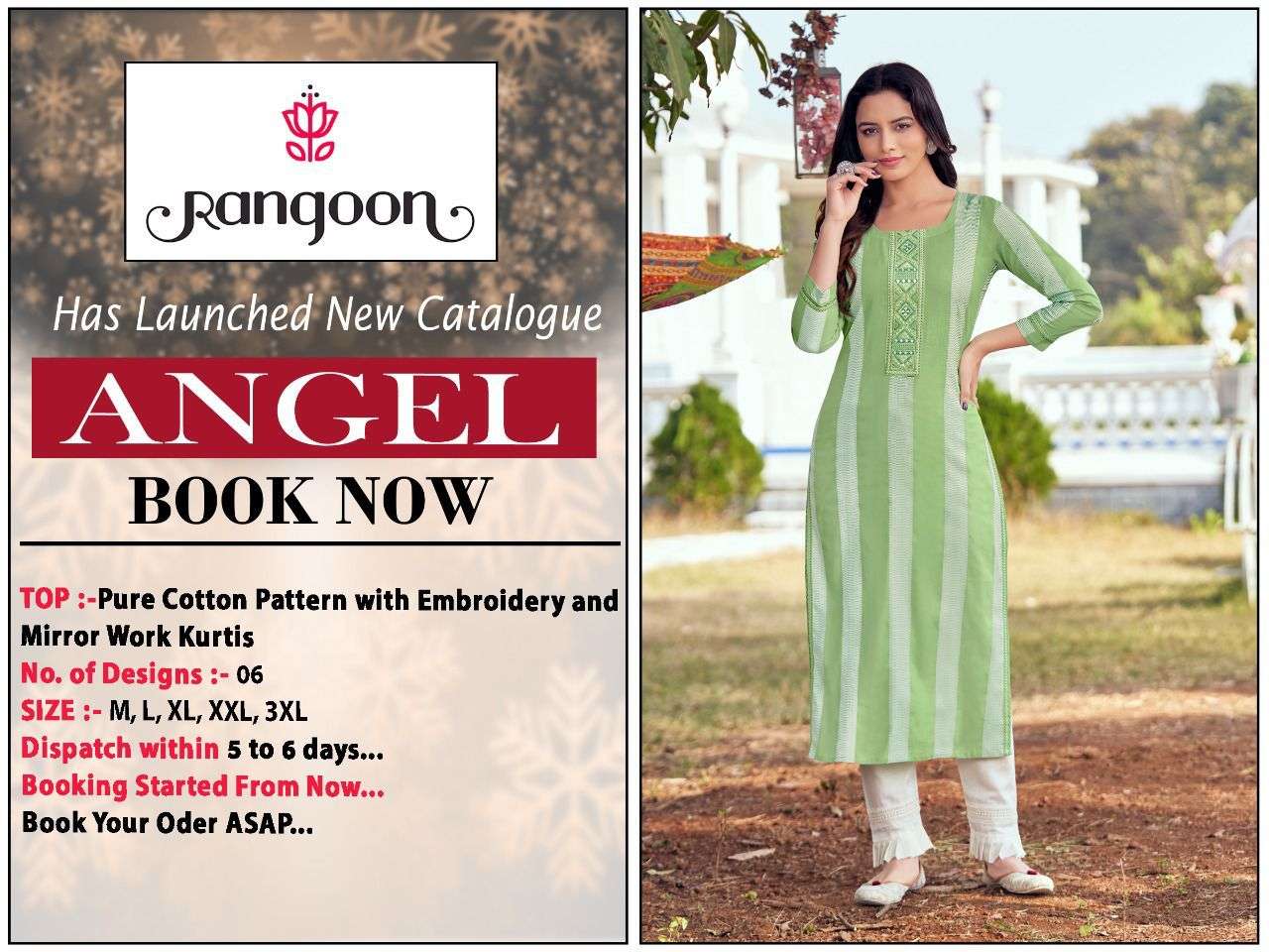 rangoon angel summer wear cotton kurtis collection wholesale price 
