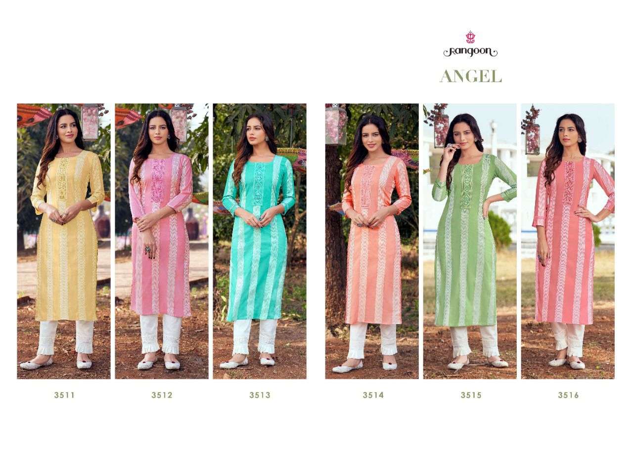 rangoon angel summer wear cotton kurtis collection wholesale price 