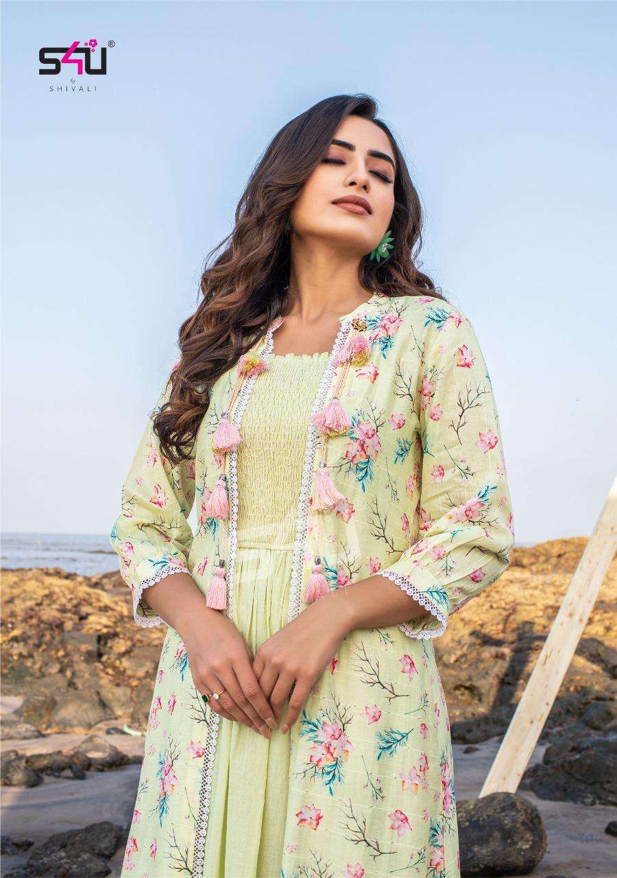 s4u hello jackets vol 6 designer wear kurtis with jackets collection wholesale price india
