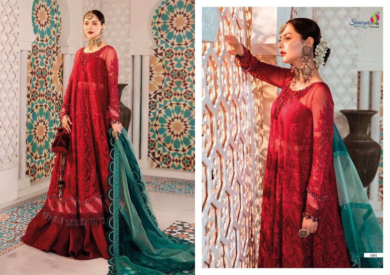 saniya trendz by maria b eid vol 22 series 1001 - 1003 georgette party wear salwar kameez online seller surat 