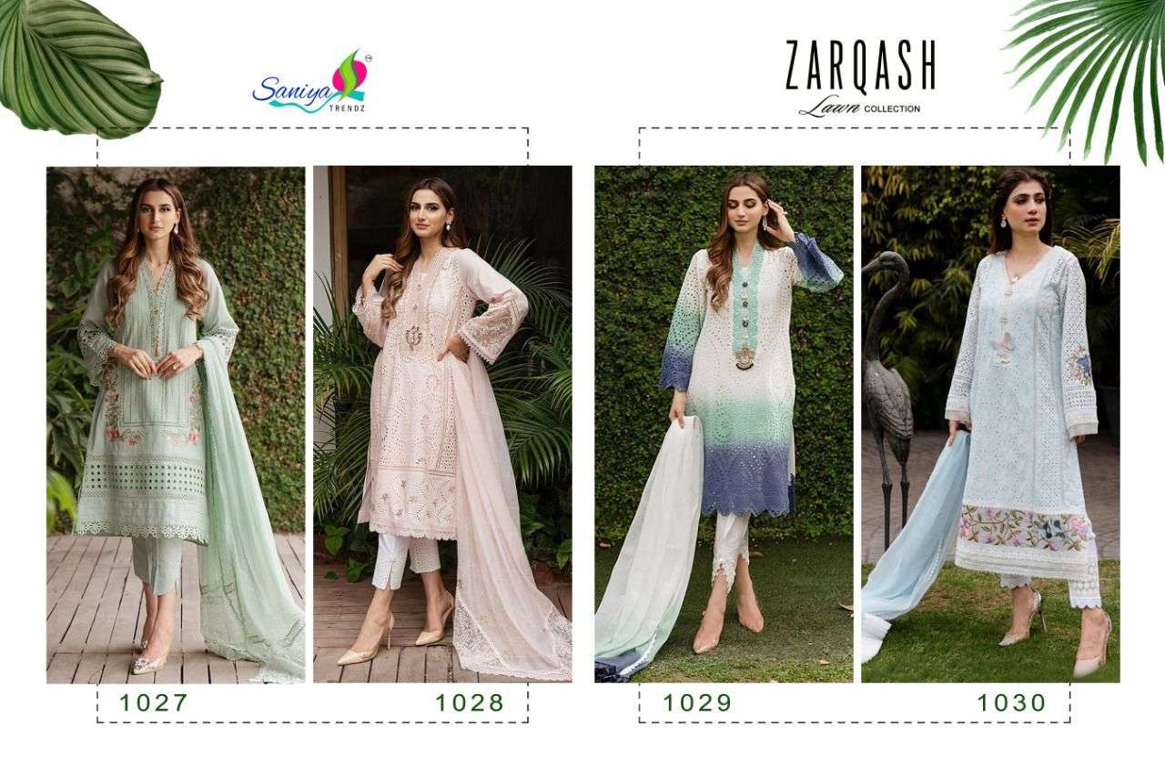 saniya trendz zarqash lawn collection salwar kameez catalogue surat