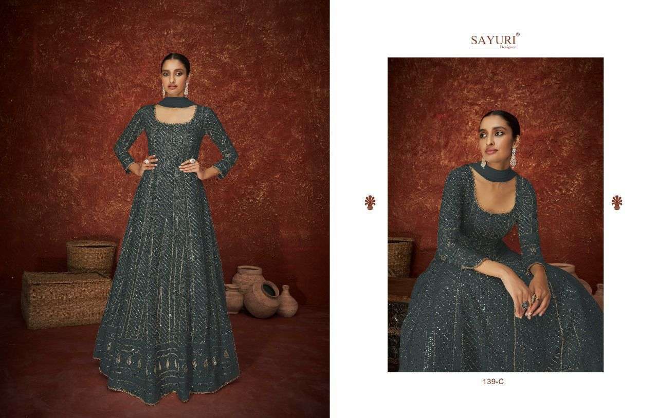 sayuri designer ameera solitaire 139A-139E series party wear collection wholesale price surat