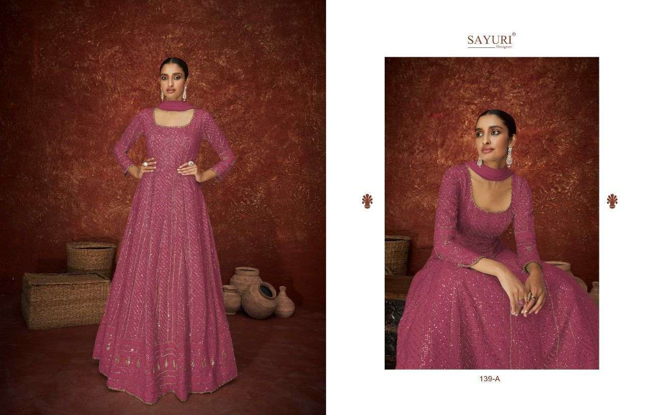 sayuri designer ameera solitaire 139A-139E series party wear collection wholesale price surat