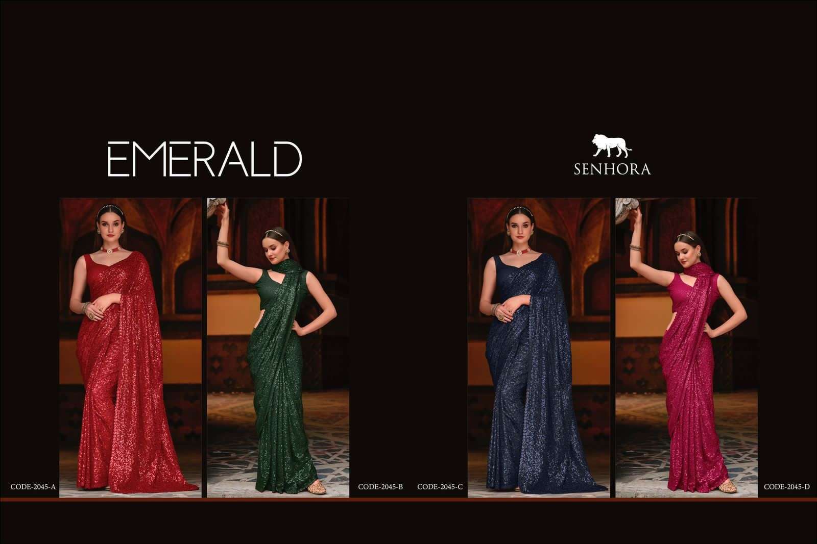 Senhora by emerald designer party wear georgette with sequance work saree online seller  at surat 