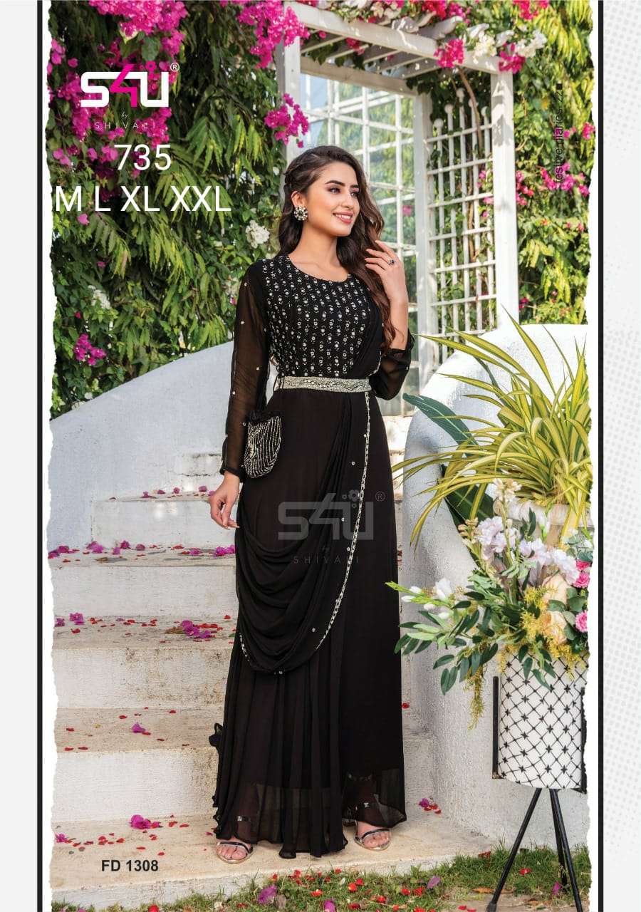 shivali s4u design no 735 designer fancy fabric party wear kurti collection online wholesaler surat 