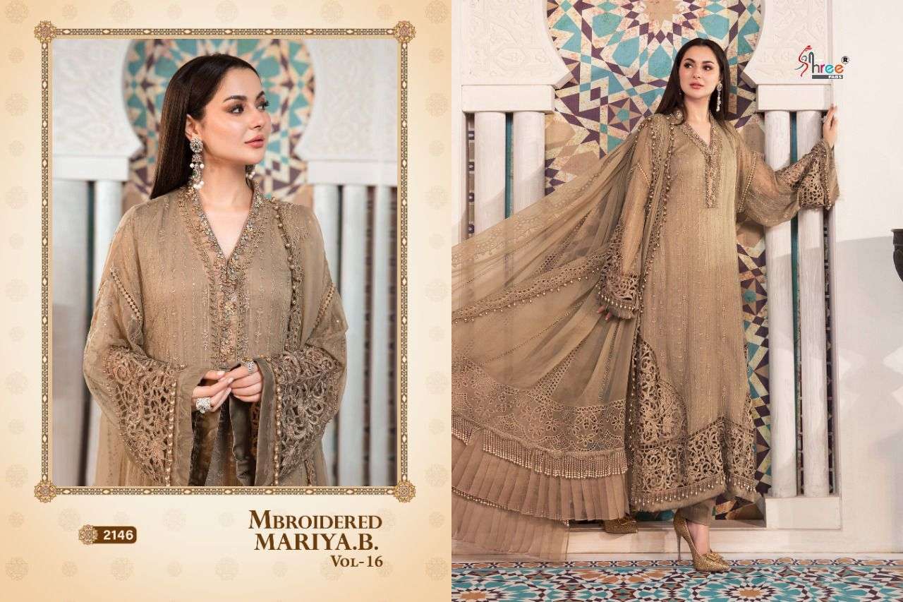 shree fabs mbroidered mariya b vol 16 pakistani suits manufacturer surat