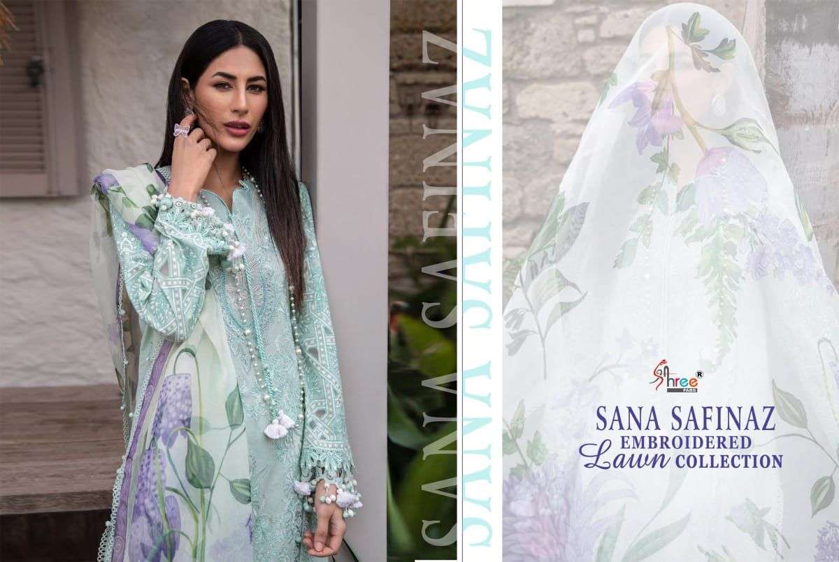 shree fabs sana safinaz embroidered lawn collection chiffon dupatta cartalogue wholesale price