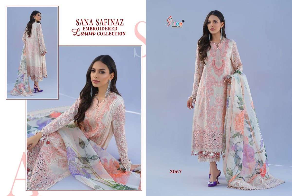 shree fabs sana safinaz embroidered lawn collection cotton dupatta salwar kameez wholesaler online shopping surat 
