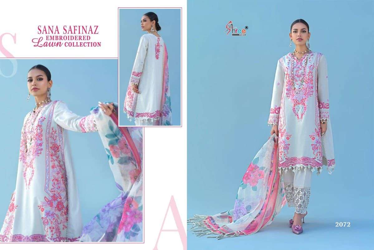 shree fabs sana safinaz embroidered lawn collection cotton dupatta salwar kameez wholesaler online shopping surat 