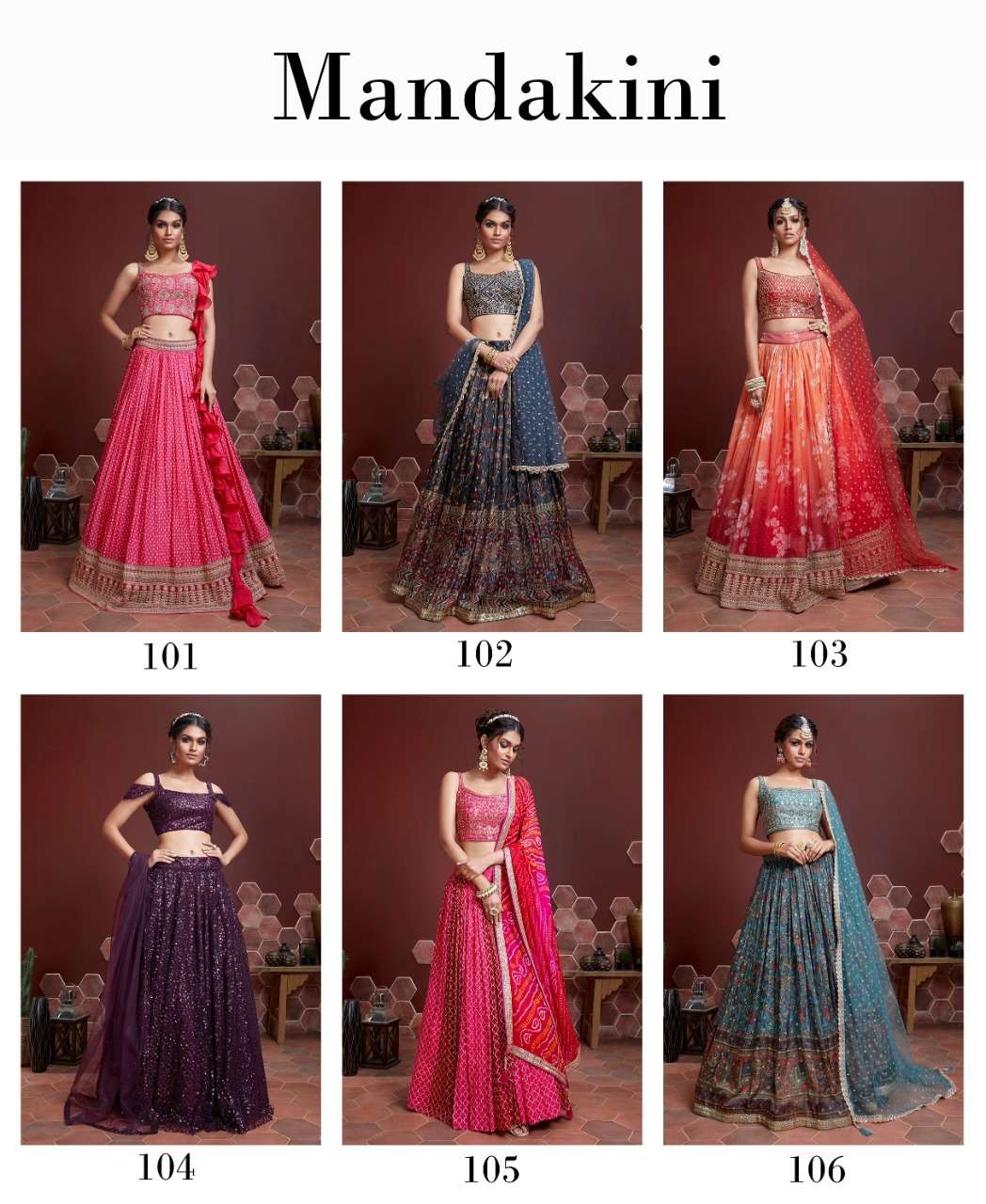 stylishta mandakini 101-106 series party wear festival special collection wholesale price surat