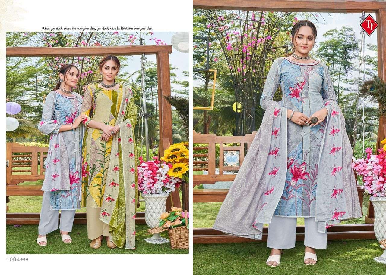 tanishk fashion by prisha series 1001 - 1008 cambric cotton designer salwar kameez online wholesaler surat