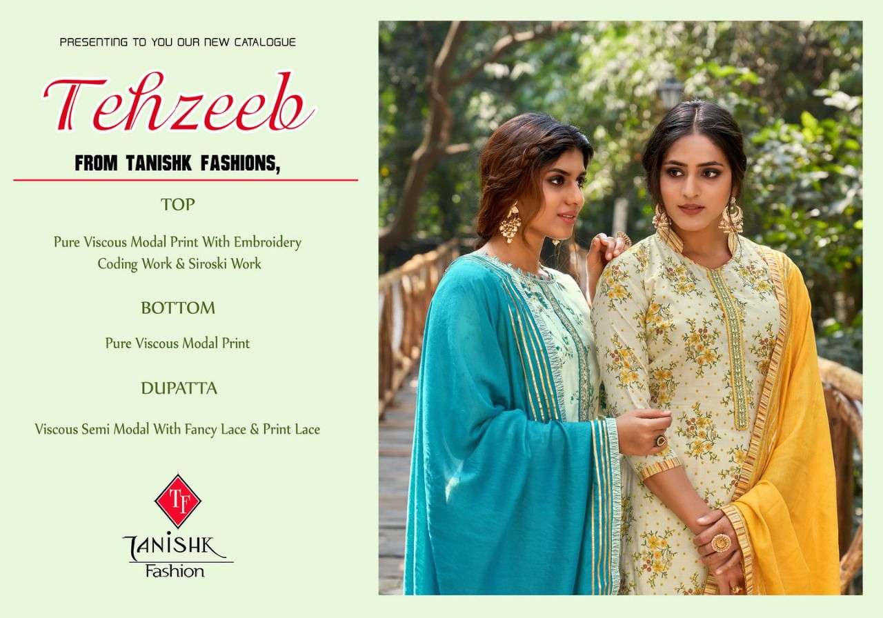 tanishk fashion by tahzeeb 17701 - 17704  series viscose modal print designer salwar kameez online seller surat 