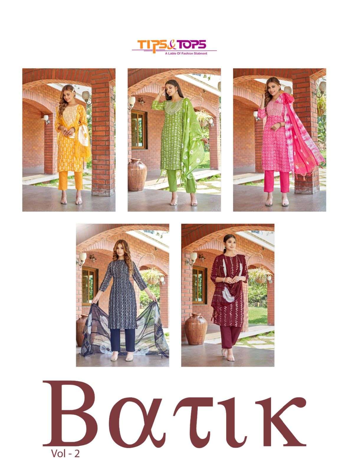 tips and tops by batk vol 2 designer chanderi silk kurti set collection online wholesaler surat