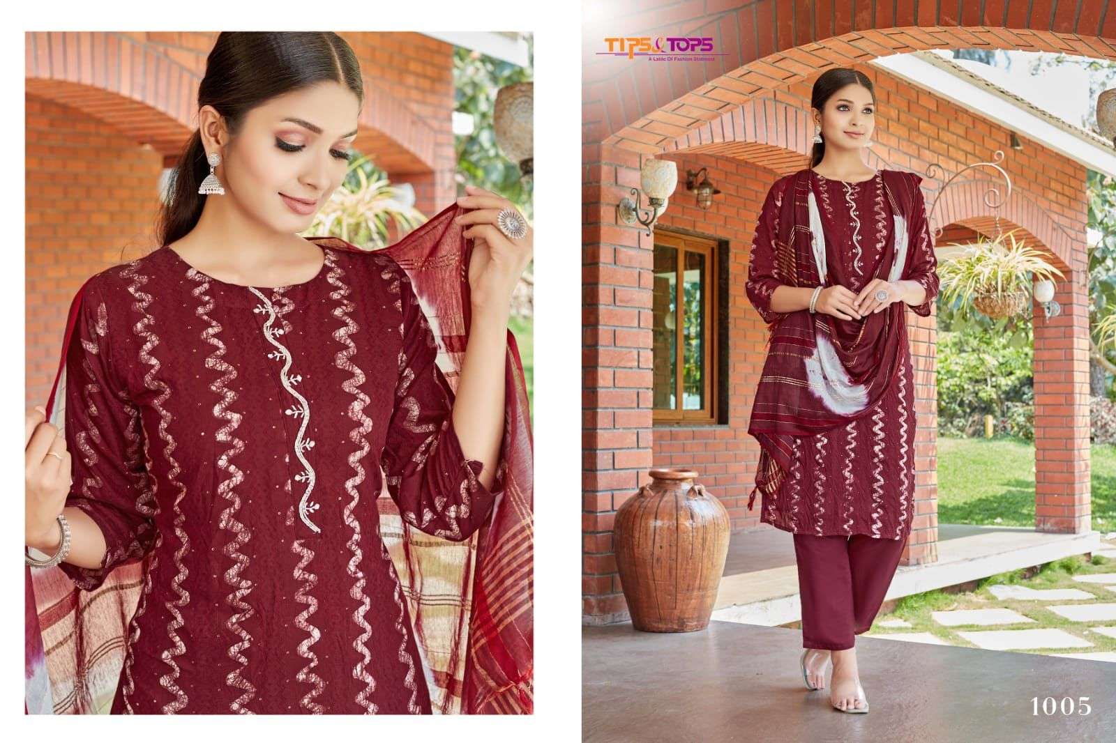 tips and tops by batk vol 2 designer chanderi silk kurti set collection online wholesaler surat