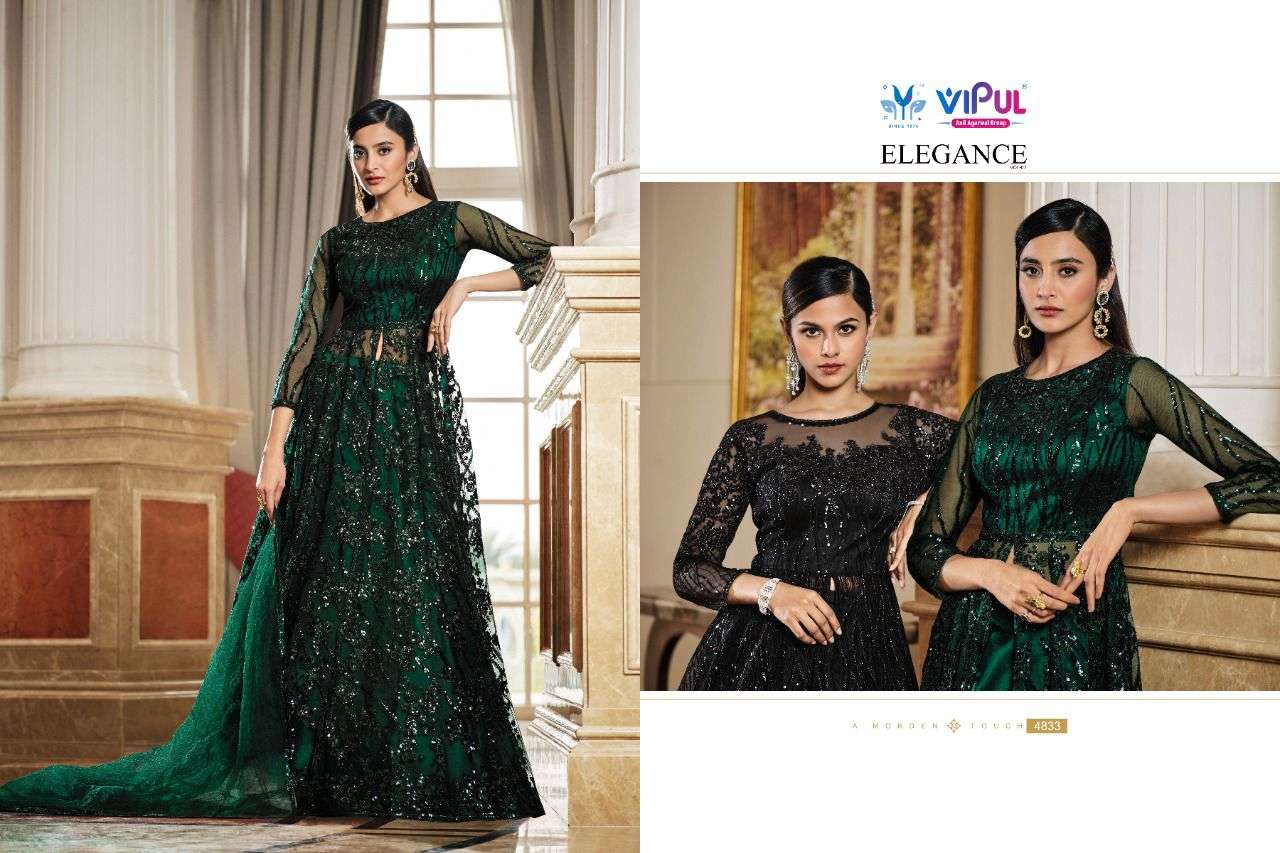 vipul fashion by elegance vol 2 series 4831 to 4838 designer semi stiched long gown wholesaler surat  