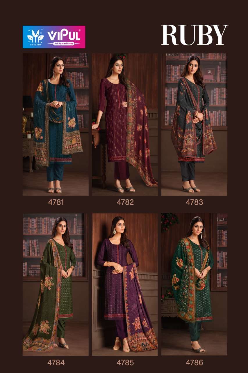 vipul fashion ruby 4781-4786 series designer look straight salwar kameez surat