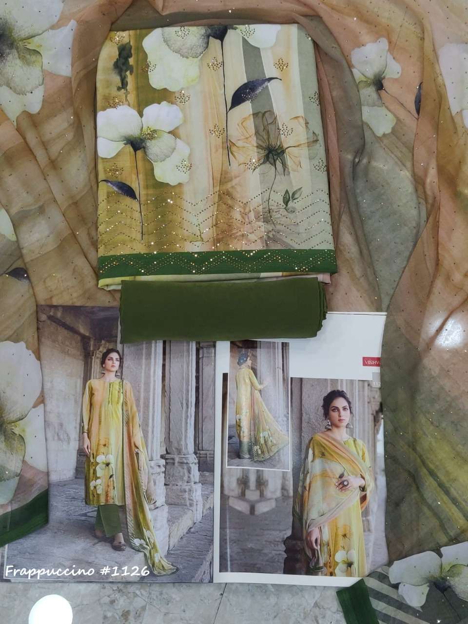 vishwam fabrics frappuccino premium crape salwar suits collection surat