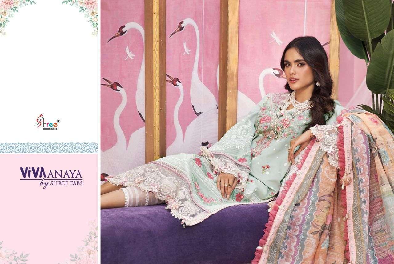 viva anaya shree fabs pure lawn cotton with chiffon dupatta salwar kameez collection online wholesaler surat 