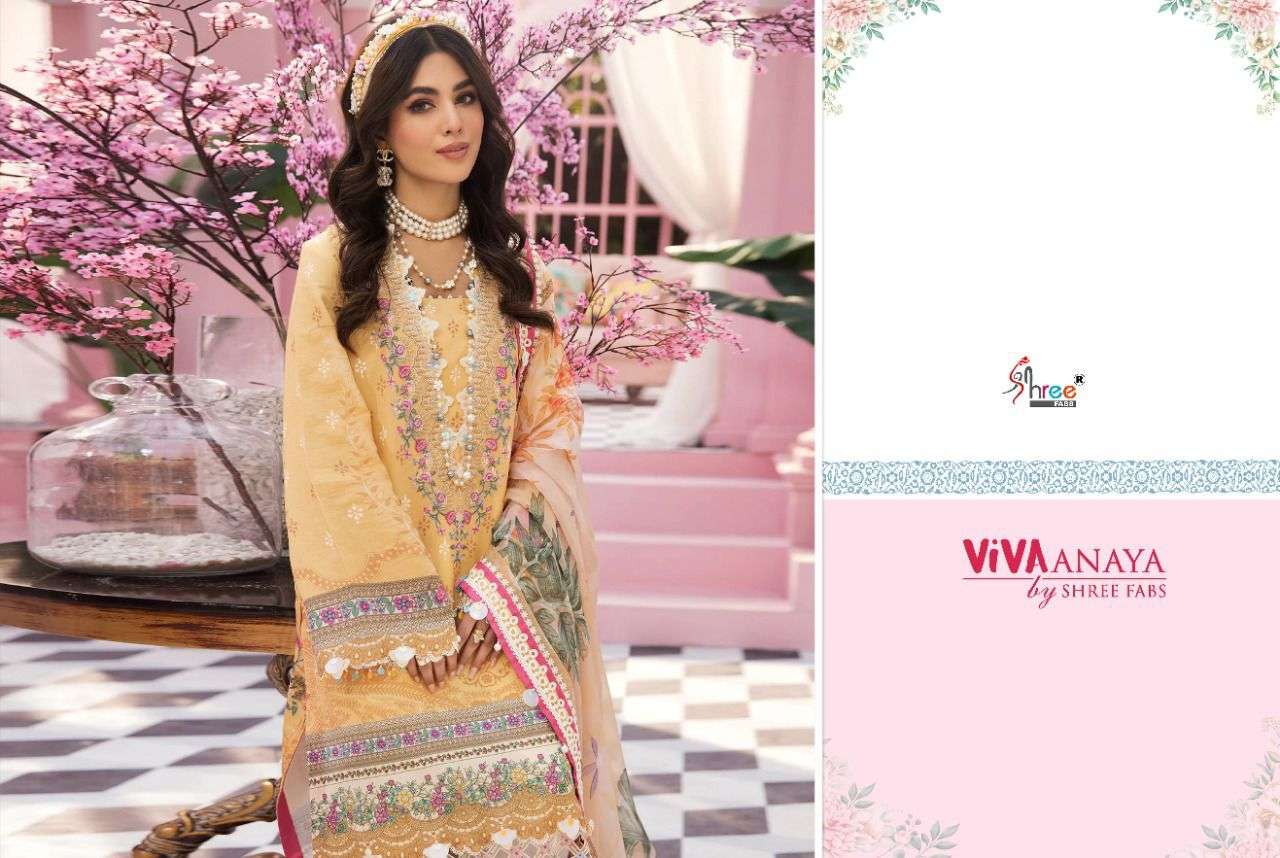 viva anaya shree fabs pure lawn cotton with chiffon dupatta salwar kameez collection online wholesaler surat 