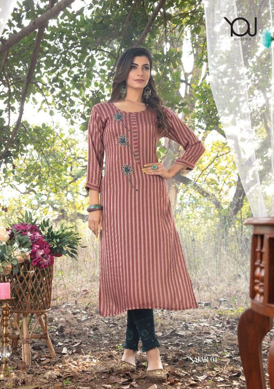 wanna by safar designer fancy fabric stich kurti with pant set collection online surat