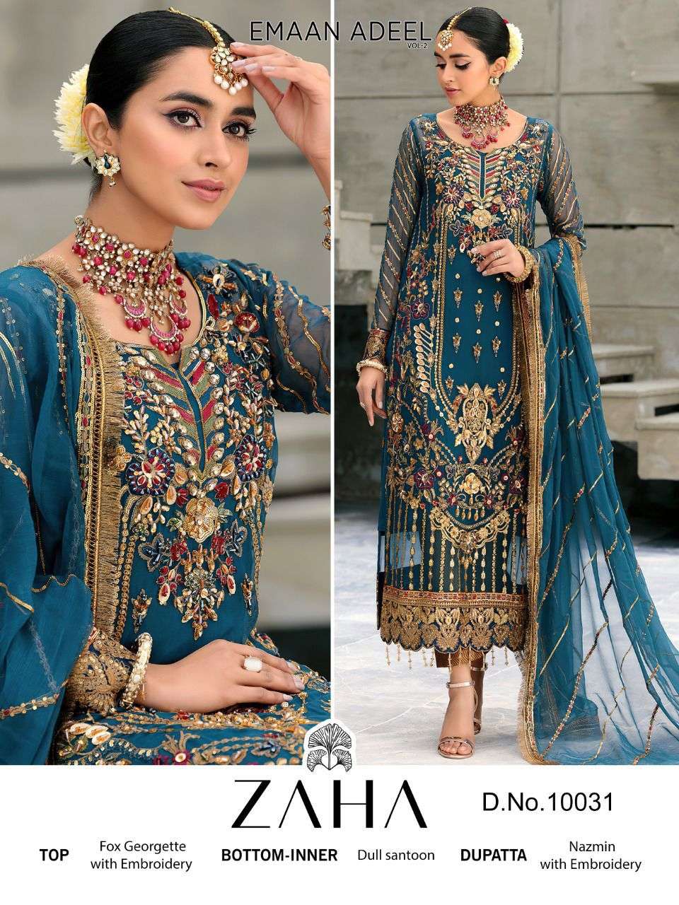 zaha by emaan adeel vol 2 designer pakistani salwar kameez online wholesaler surat 