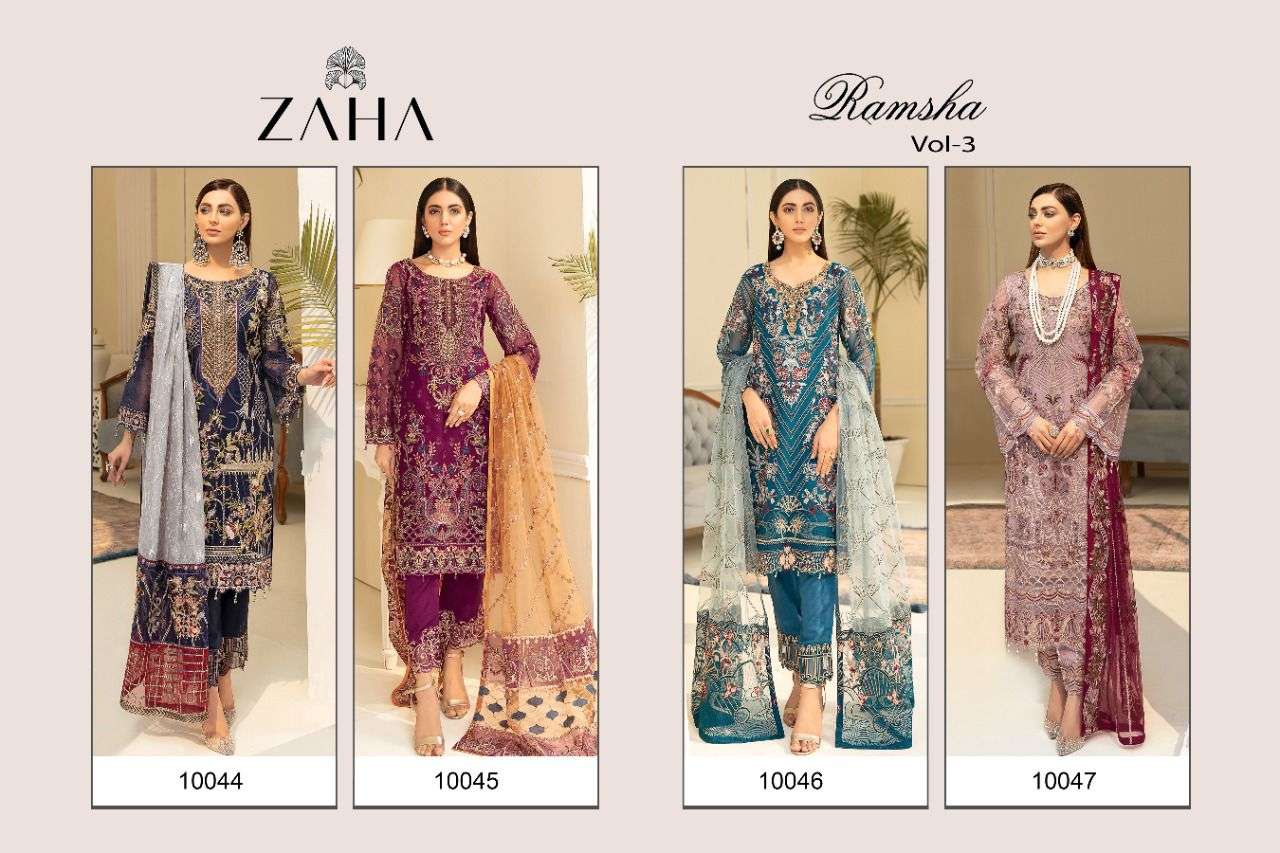 zaha ramsha vol 3 10044-10047 series pakistani salwar kameez wholesale surat