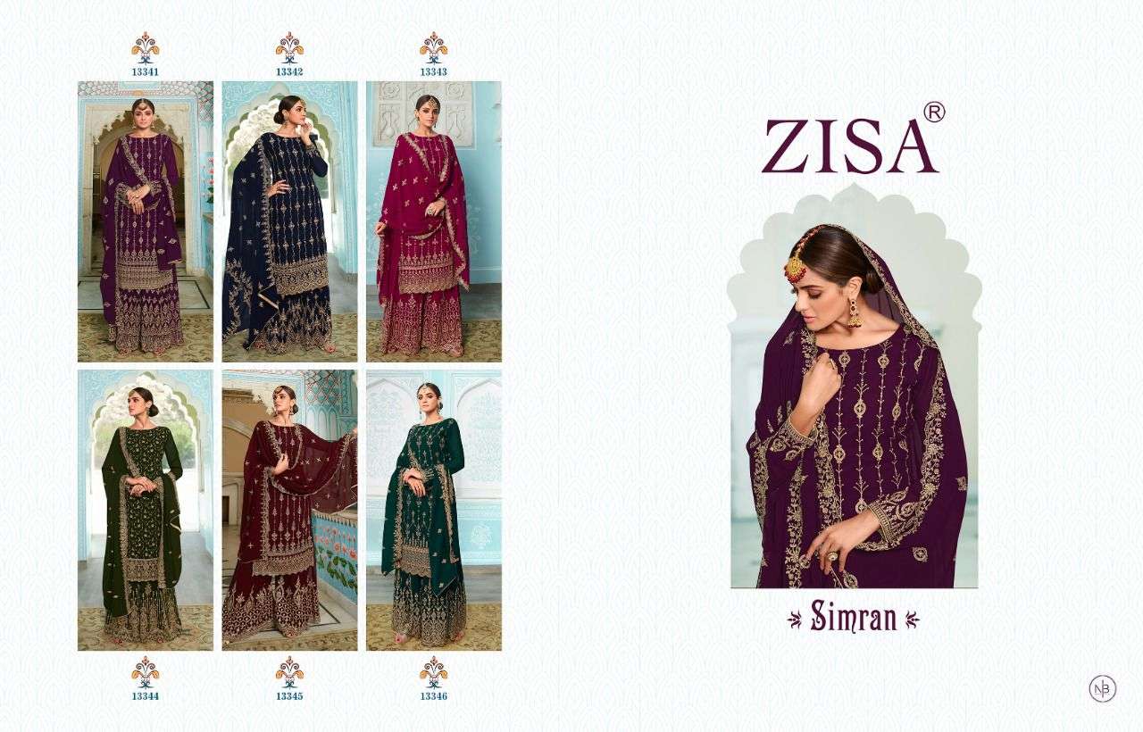 zisa simran 13341-13346 series party wear sharara suits collection surat