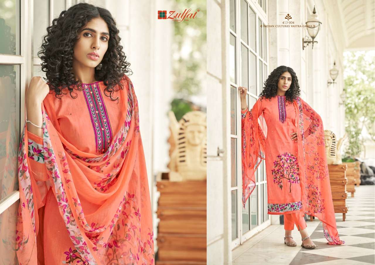 zulfat by summer bonanza cotton designer salwar kameez wholesaler surat