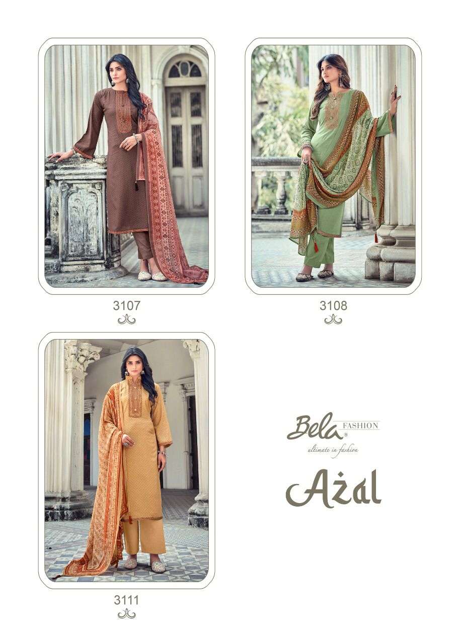 bela fashion azal 3105-3111 series viscose muslin with printed salwar kameez wholesale price