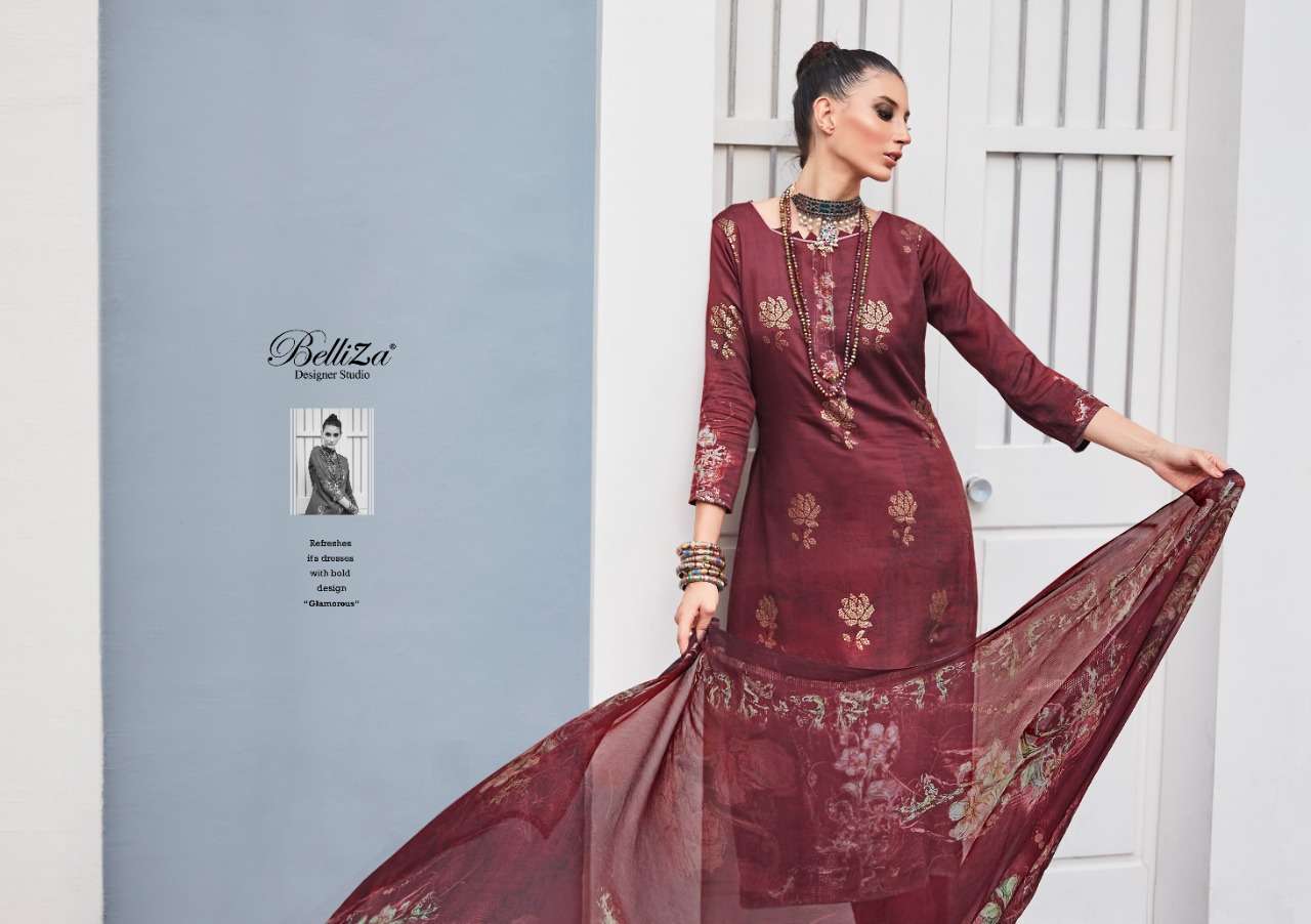 belliza designer kanika jam cotton dress material collection wholesale price 