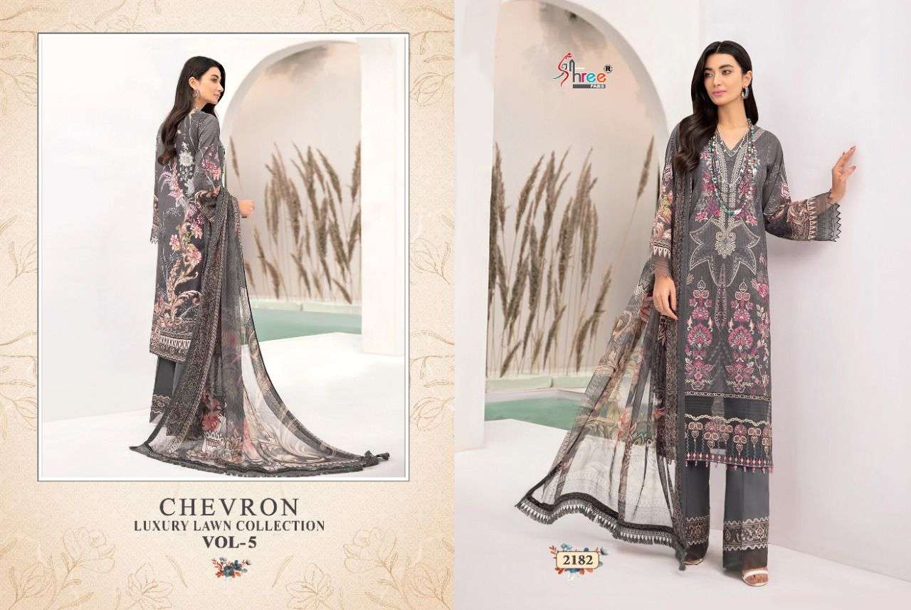 chevron luxury lawn collection vol 5 by shree fabs cotton dupatta wholesale salwar kameez surat