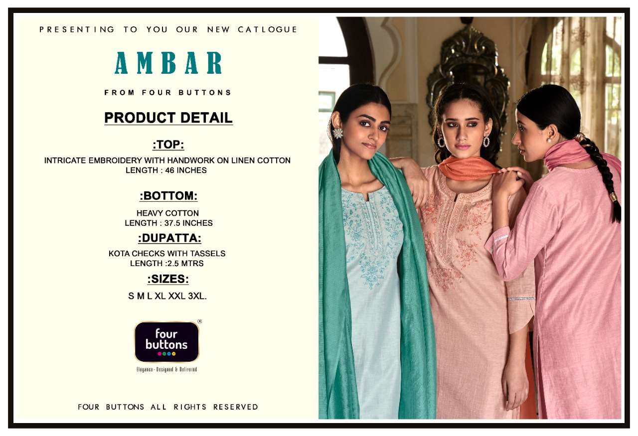 four buttons amber linen cotton ready made salwar kameez online shopping surat 