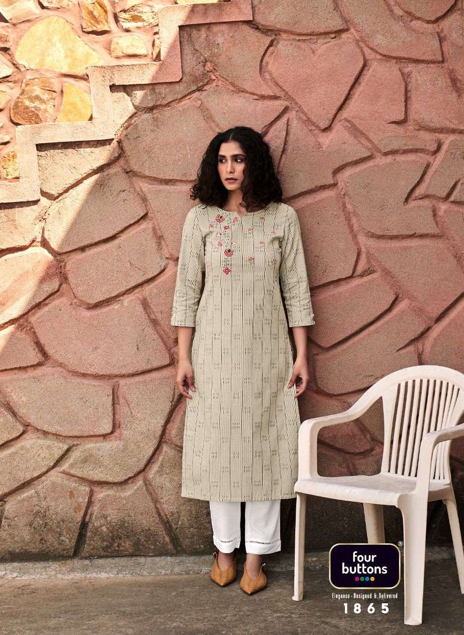 four buttons basil vol 3 cotton designer kurti collection online wholesaler surat