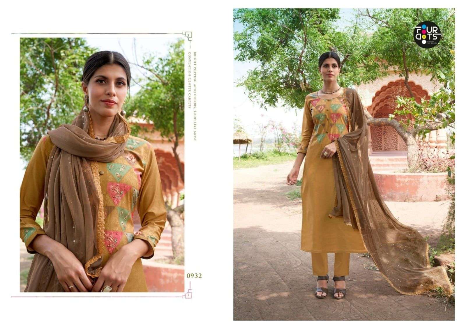 four dots gulzar muslin fabric designer salwar kameez catalogue wholesale surat