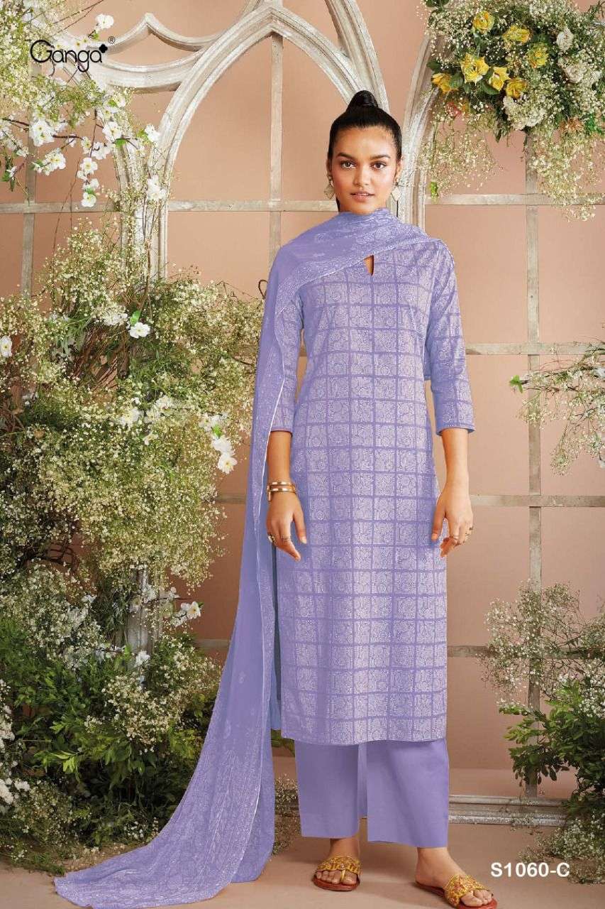 ganga melora 1060 designer dress material collection wholesale price surat