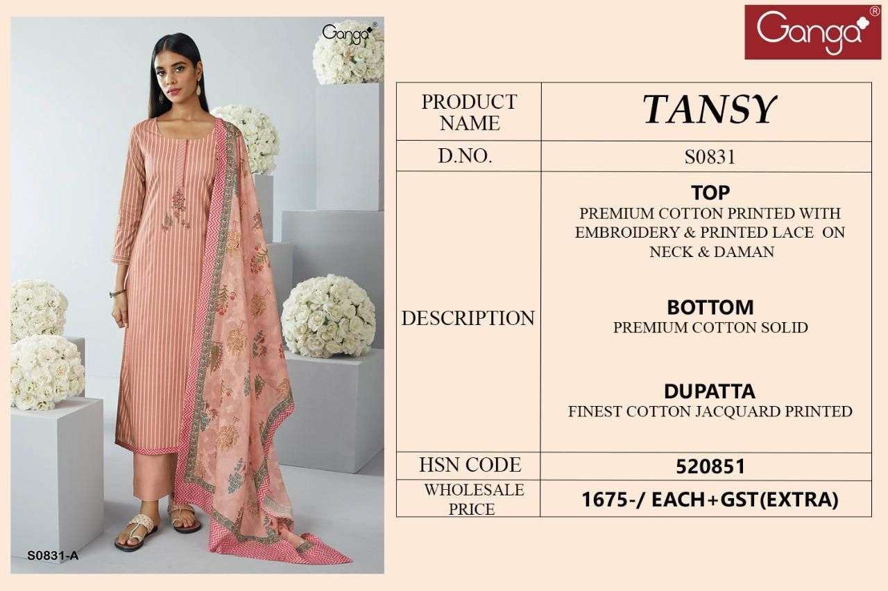 ganga tansy 831 designer unstich dress material collection wholesale price