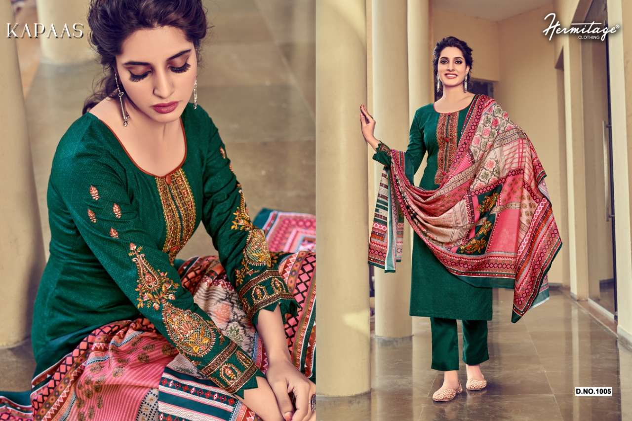 hermitage clothing kapaas 1001-1008 series pure lawn cotton salwar kameez wholesale price surat